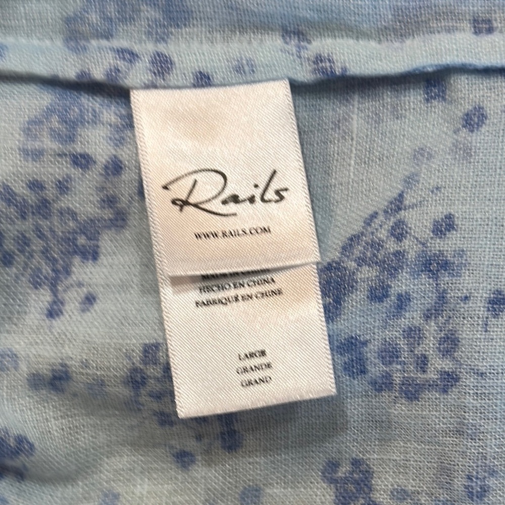 RAILS • Mariah Linen Blend Blue Floral Blouse • Size Large - Picture 7 of 11